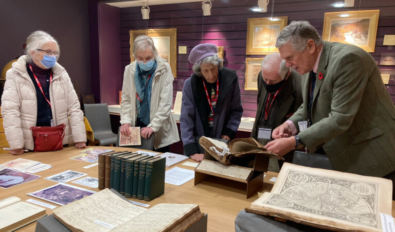 Examining books at the Taylor Library, Shrewsbury School